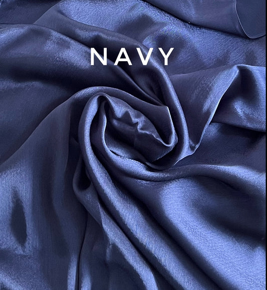 Navy Satin Silk